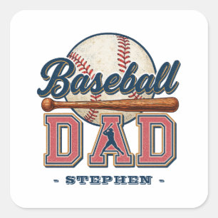 Baseball Pappa - Classic Fyrkantigt Klistermärke