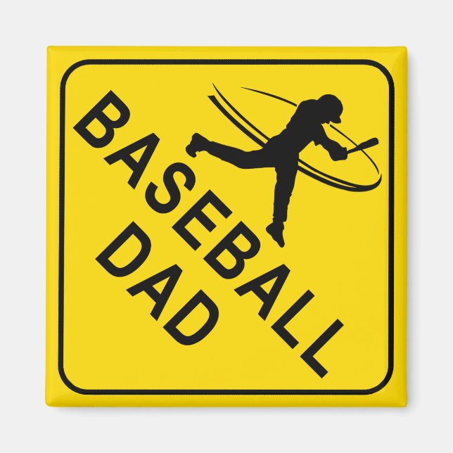 Baseball Pappa Diamant Varnings Skylt Magnet (Framsidan)