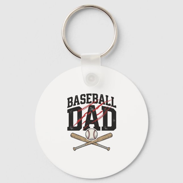Baseball Pappa Distressed Vintage Graverad Shirt D Nyckelring (Framsida)