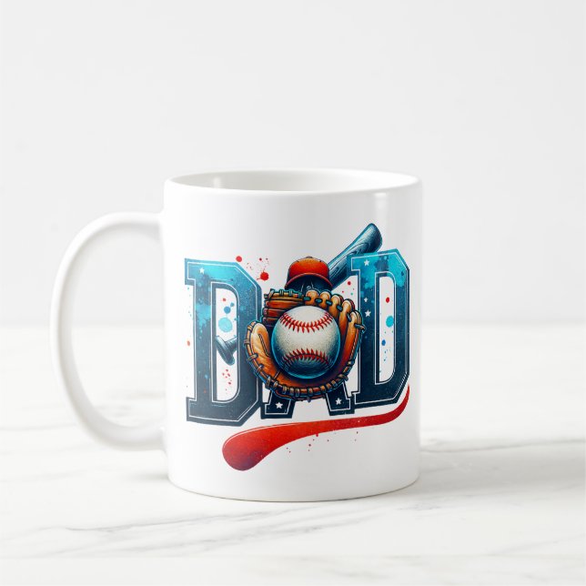 Baseball Pappa Fars Dag Sport Kaffemugg (Vänster)