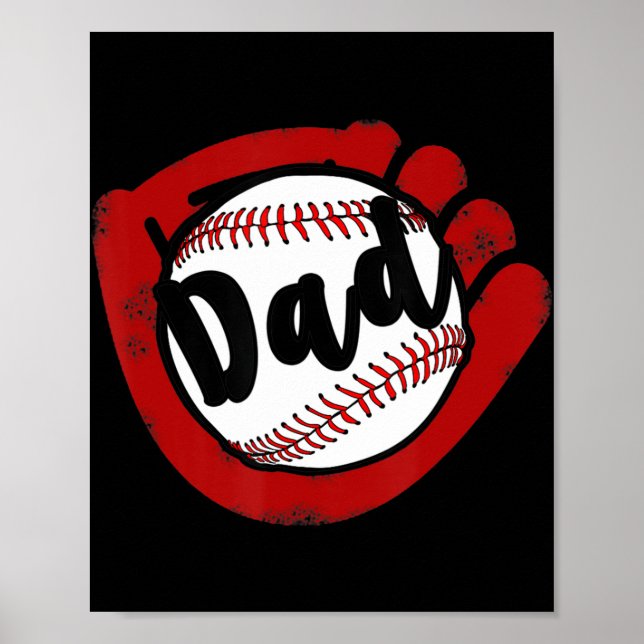 Baseball Pappa för Baseball Softball Mamma Poster (Framsidan)