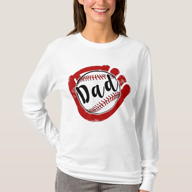 Baseball Pappa för Baseball Softball Mamma T Shirt (Framsida)