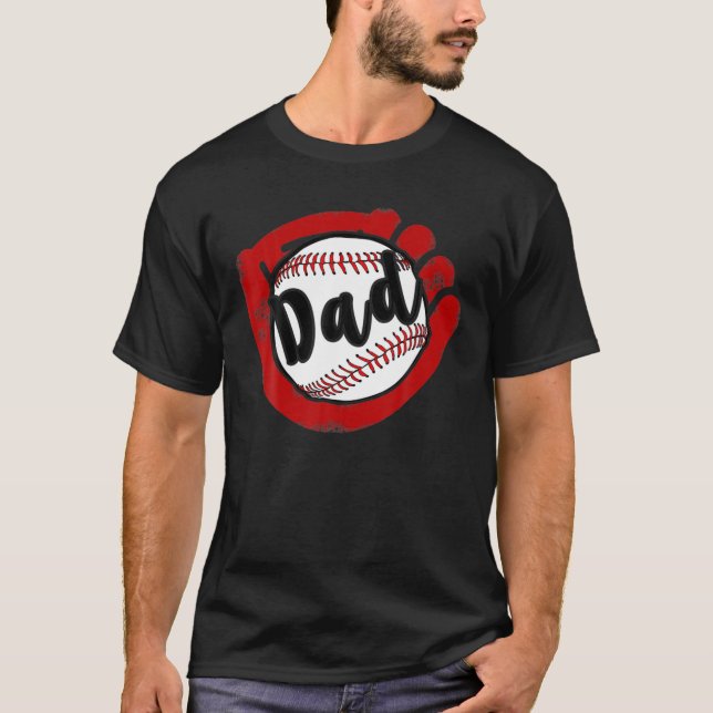 Baseball Pappa för Baseball Softball Mamma T Shirt (Framsida)
