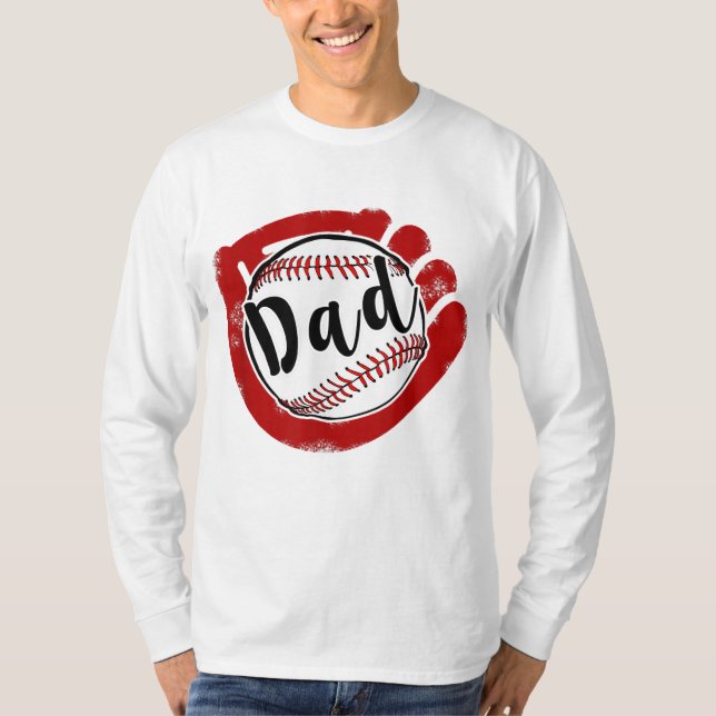 Baseball Pappa för Baseball Softball Mamma T Shirt (Framsida)