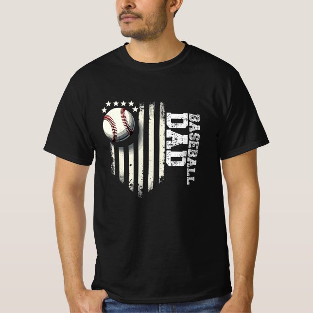 Baseball PAPPA Förenta staterna, amerikanska Flagg T Shirt (Framsida)