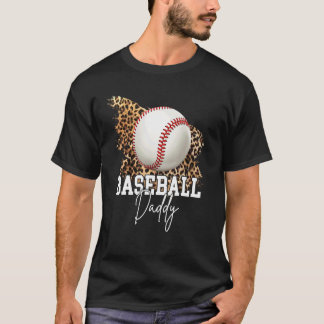 Baseball pappa Leopard Heart T Shirt