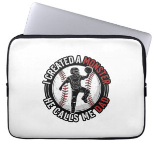 Baseball Pappa Monster Vintage Catcher T-Shirt Des Laptop Fodral