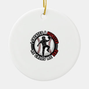 Baseball Pappa Monster Vintage Catcher Tröja Desig Julgransprydnad Keramik