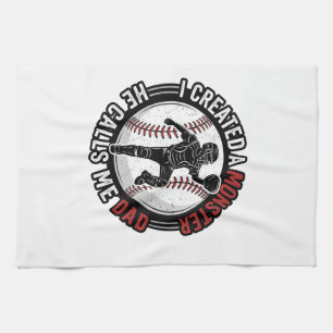 Baseball Pappa Monster Vintage Catcher Tröja Desig Kökshandduk