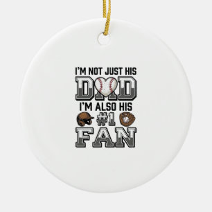 Baseball Pappa Nummer 1 Fan Vintage T-Shirt Design Julgransprydnad Keramik