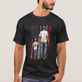 Baseball Pappa och Son American Flagga Fars dag T Shirt