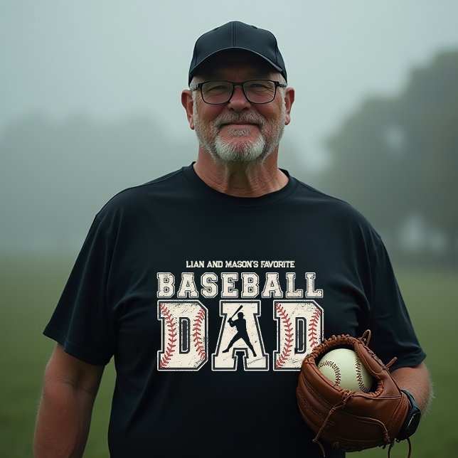 Baseball Pappa Personlig Fars dag T Shirt (A serious home run gift!)
