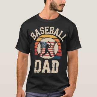 Baseball Pappa Retro Amerikansk Flagga Stil T Shirt