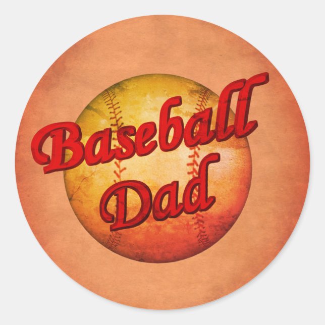 Baseball Pappa Runt Klistermärke (Framsida)