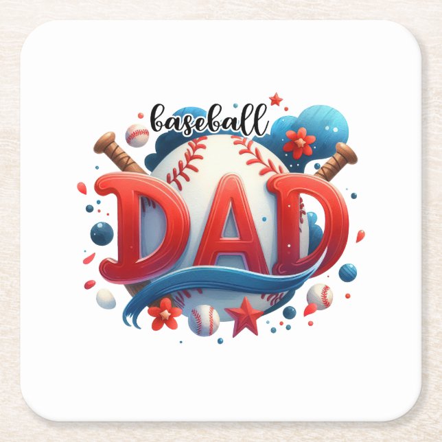 Baseball Pappa Underlägg Papper Kvadrat (Framsidan)