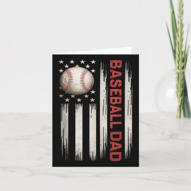 Baseball Pappa USA Amerikanska Flagga Fars dag 4:e Kort (Framsida)