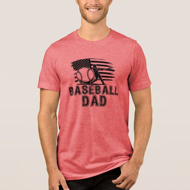 Baseball Pappa USA Flagga T Shirt (Framsida)