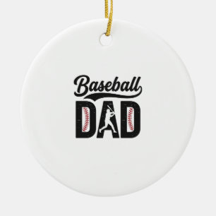 Baseball Pappa Vintage Gravyr T-Shirt Design_1 Julgransprydnad Keramik