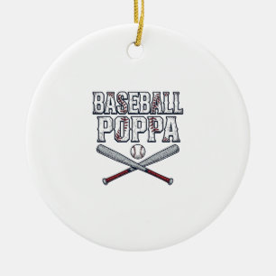 Baseball Pappa Vintage Gravyr T-Shirt Design_1 Julgransprydnad Keramik