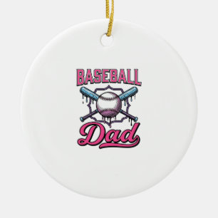 Baseball Pappa Vintage Gravyr T-Shirt Design (2)_ Julgransprydnad Keramik