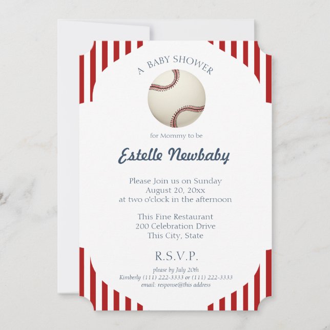 Baseball Park Rand Baby Shower Inbjudningar (Framsida)