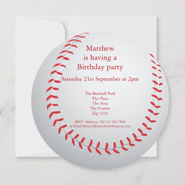 Baseball Party Inbjudningar (Framsida)