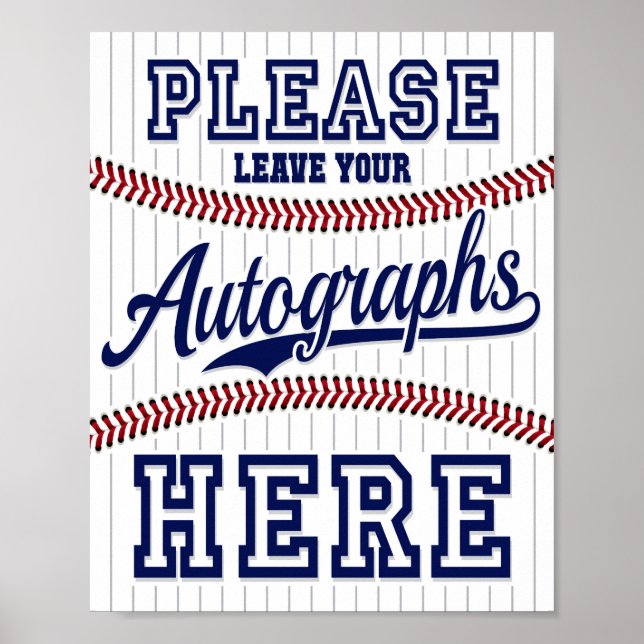 Baseball Party LÄMNAR DIN AUTOGRAPHS-skylt Skriv u Poster (Framsidan)