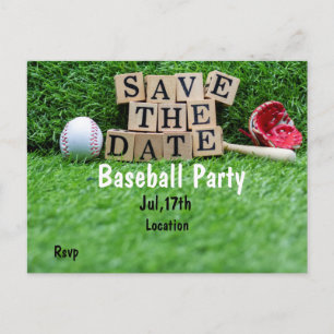 Baseball Party sparar datumet på grönt gräs Vykort