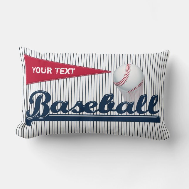 Baseball Pennant Blue Rand-Lumbar Dekorativ kudde (Framsida)