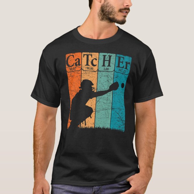 Baseball Periodic Bord Inslag Nerd Baseball Cat T Shirt (Framsida)