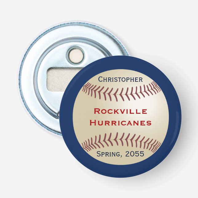 Baseball-Personlig, tillvalsknapp för Pub Flasköppnare (Framsidan)