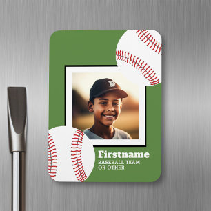 Baseball Photo Add Your Name - kan redigera Färg Magnet