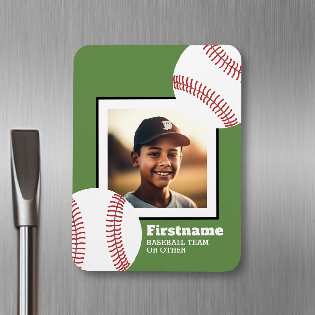 Baseball Photo Add Your Name - kan redigera Färg Magnet (Personalized fridge magnet - sports photo)