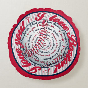 Baseball Pillow kärlek u Kärlek Boston-Round Rund Kudde