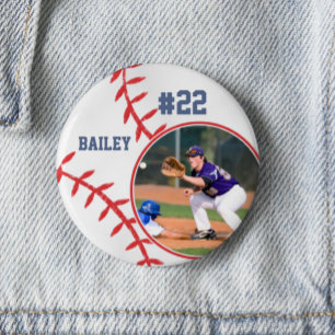 Baseball Pin Namn Jersey Number Foto Button Knapp