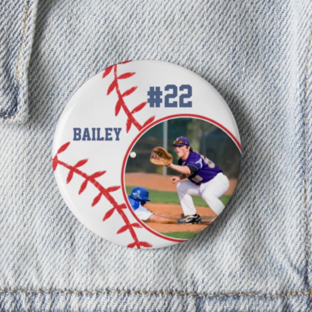 Baseball Pin Namn Jersey Number Foto Button Knapp (Skapare uppladdad)