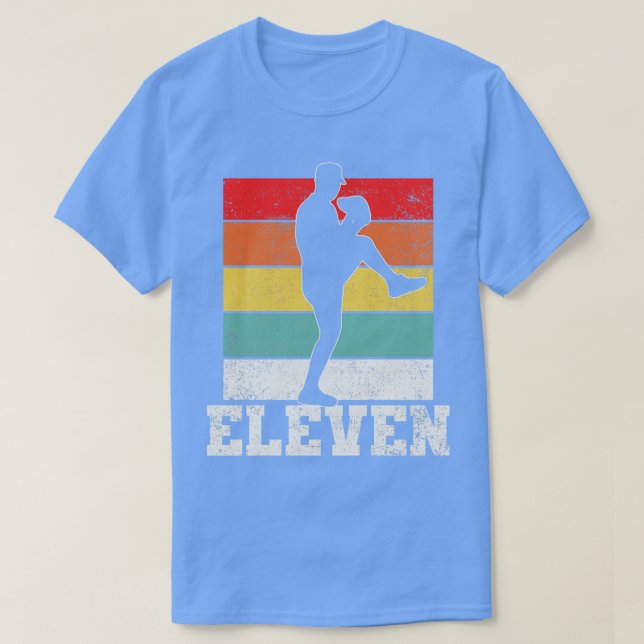 Baseball Pitcher 11:e födelsedagen T Shirt (Design framsida)