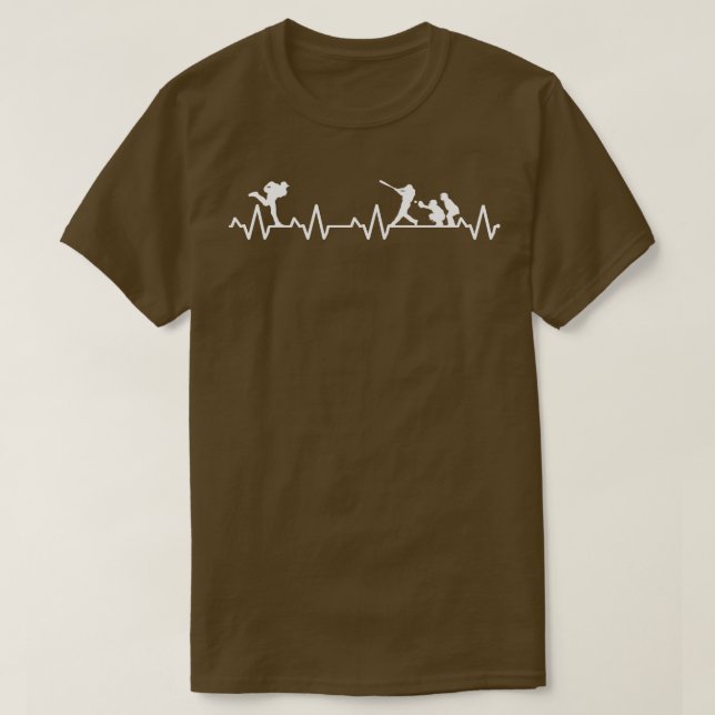 Baseball Pitcher EKG-hjärtslag bas T Shirt (Design framsida)
