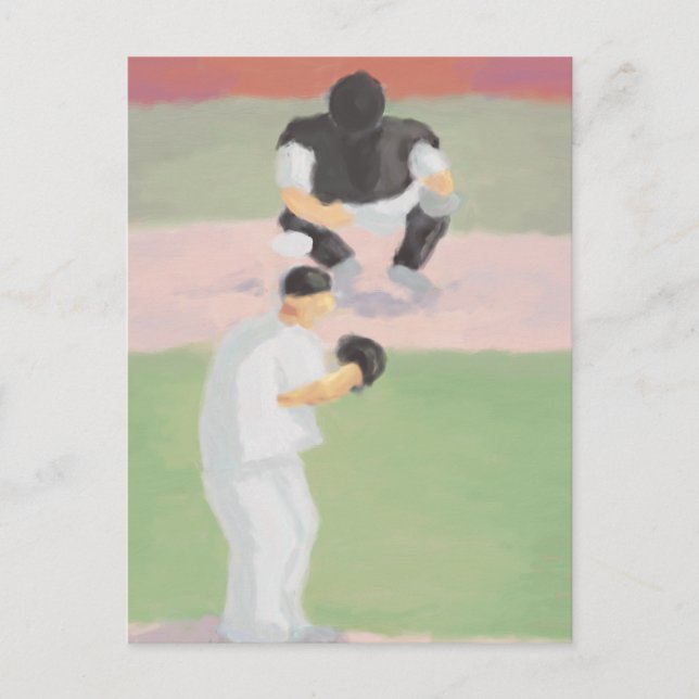 Baseball Pitcher och Catcher, vykort (Framsida)