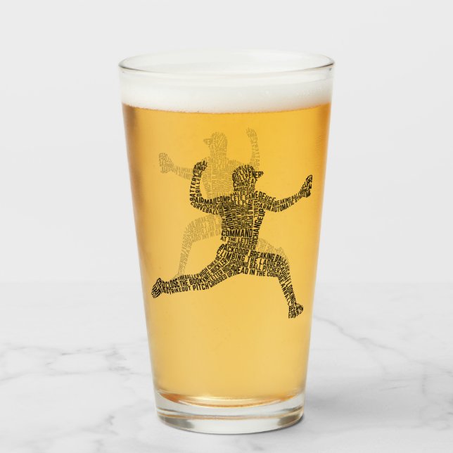 Baseball Pitcher Ord Art Typography Glaskopp (Baksida fylld)