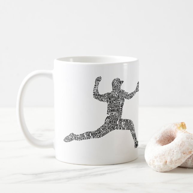 Baseball Pitcher Ord Art Typography Kaffemugg (Med munk)