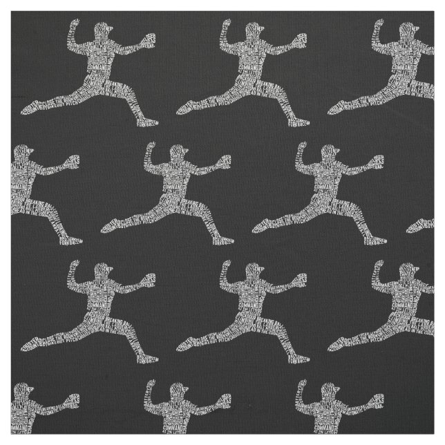 Baseball Pitcher Ord Art Typography Tyg (Provkarta)