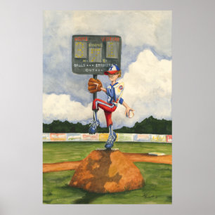 Baseball Pitcher på Mound av Jay Throckmorton Poster
