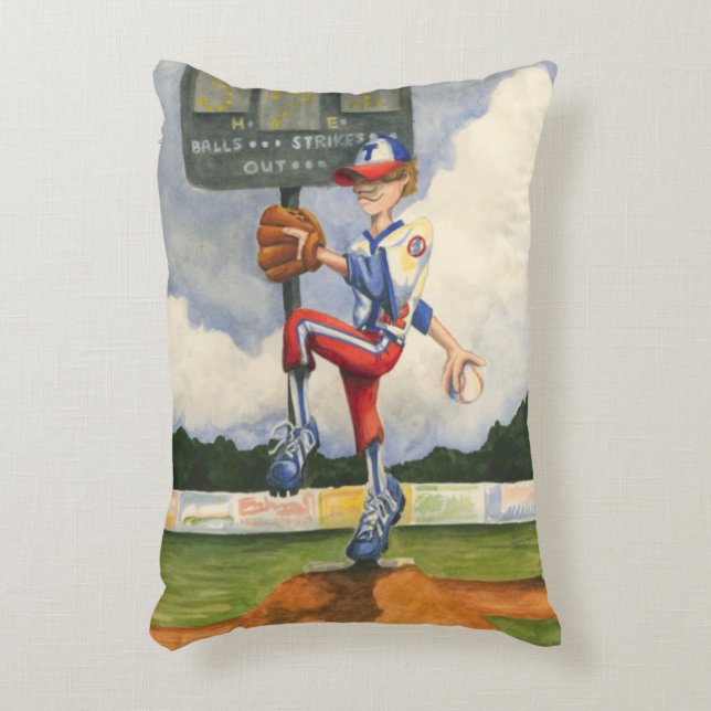 Baseball Pitcher på Mound av Jay Throckmorton Prydnadskudde (Framsidan(Vertikal))