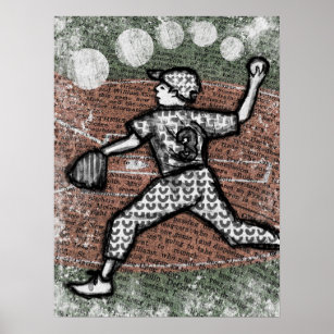 Baseball Pitcher Poster Art Print i Lag