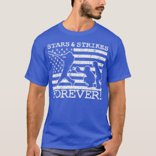 Baseball Pitcher Stars och Strejkor American Flagg T Shirt