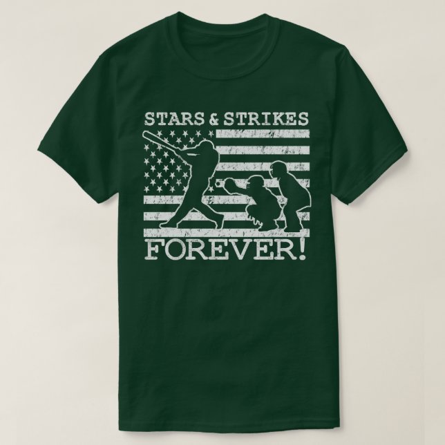 Baseball Pitcher Stars och Strejkor American Flagg T Shirt (Design framsida)