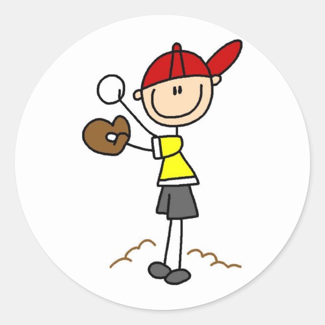 Baseball Pitcher Sticker Runt Klistermärke (Framsida)