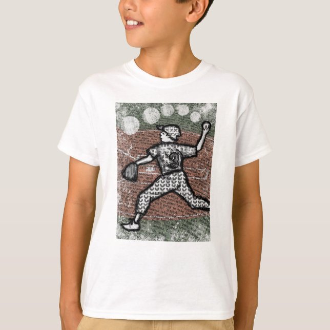 Baseball Pitcher T-Shirt Little League Boy (Framsida)