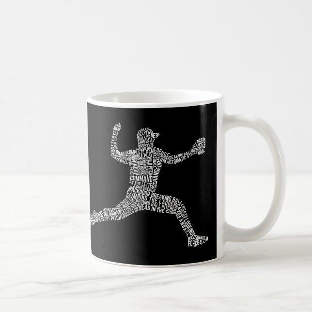 Baseball Pitcher Typography Ord Art Kaffemugg (Höger)